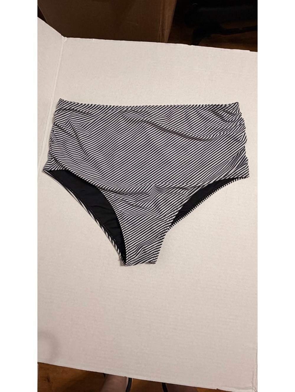 Women’s XL Navy White Striped High Waisted Bikini Bottom Swimwear